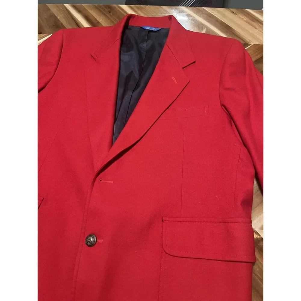 Pendleton Men's Size 46 Virgin Wool Bright Red blazer coat vintage USA - Picture 2 of 14